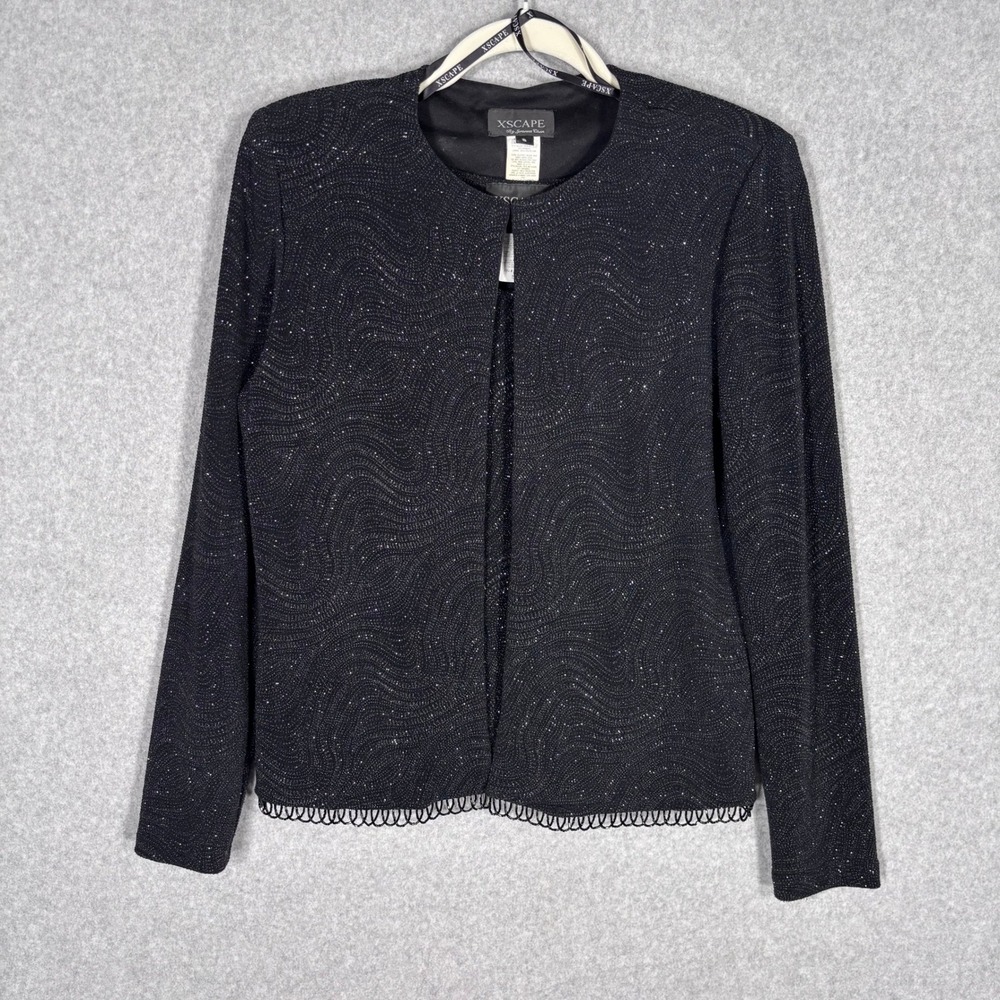 NEW Xscape Beaded‎ Jacket Set Small Metallic Glitter Shimmer Tank Knit Formal